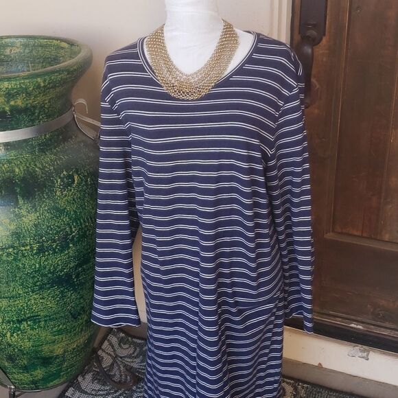 Old navy pullover stripped 3/4 length sleeves dress 2X tall - Picture 1 of 9
